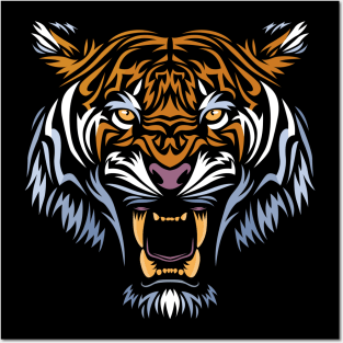 Tribal face tiger Posters and Art